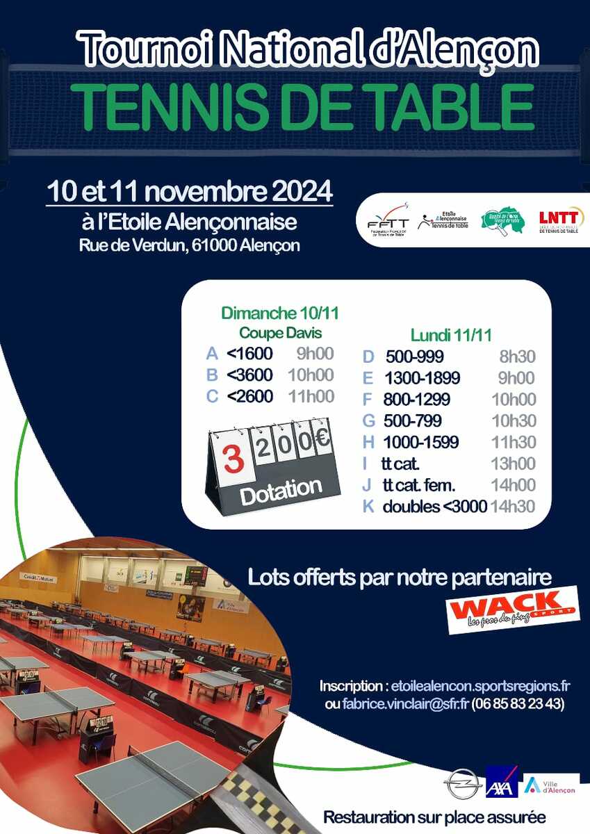 30e Tournoi National d'Alençon - 10&11 novembre 2024